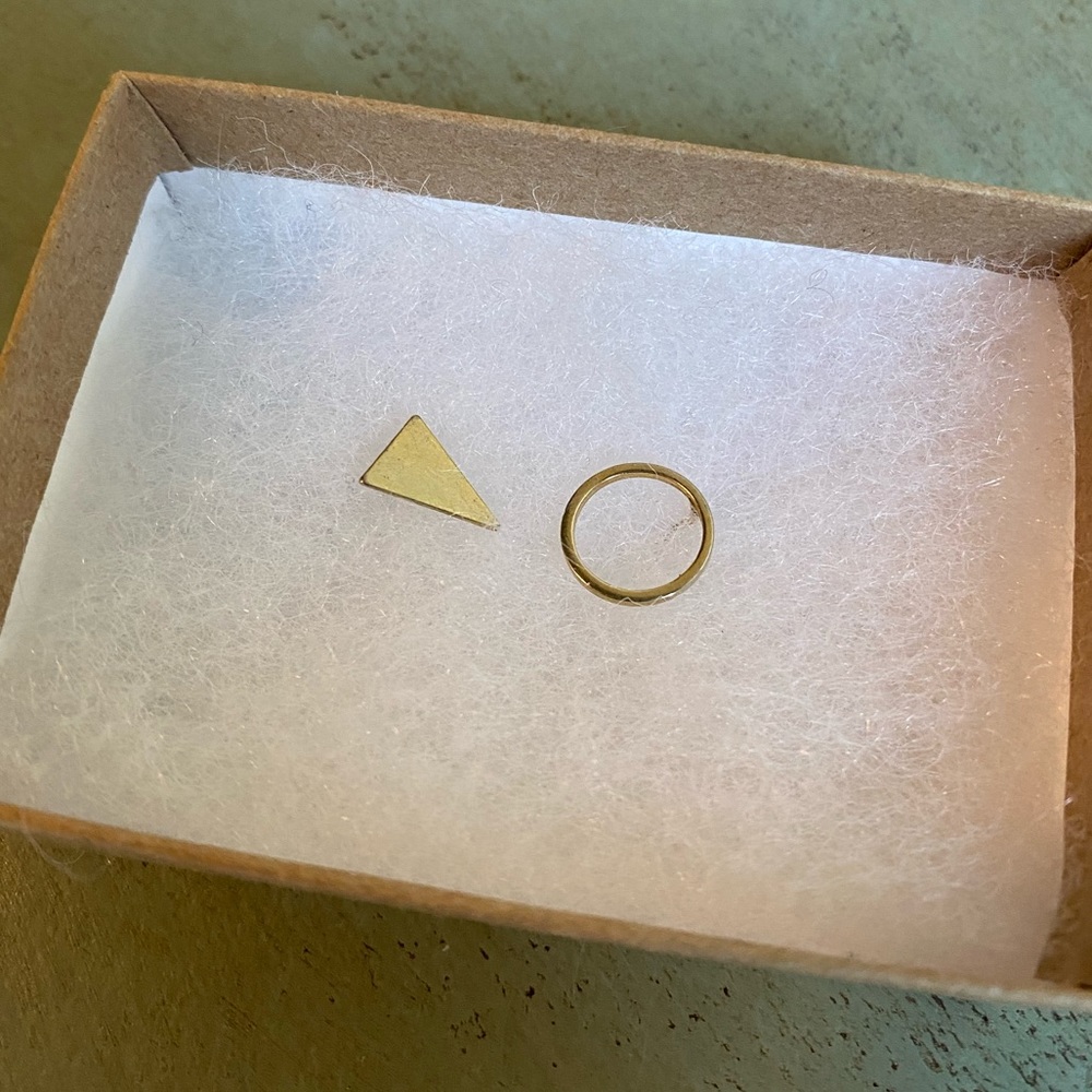 Gold Dainty Circle and Triangle Earrings